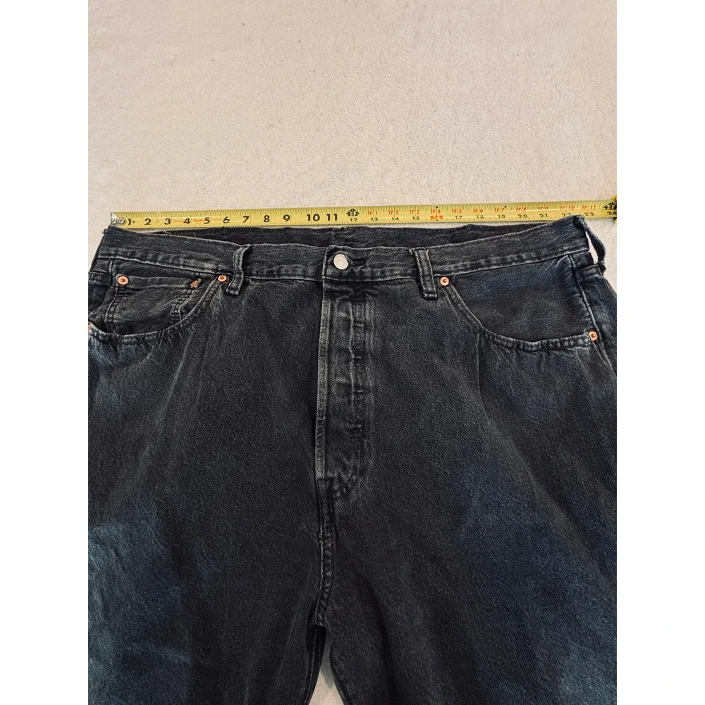 Levis 501 Mens Original Fit Straight Leg Faded Black Denim Jeans 46x32 (46x30)
